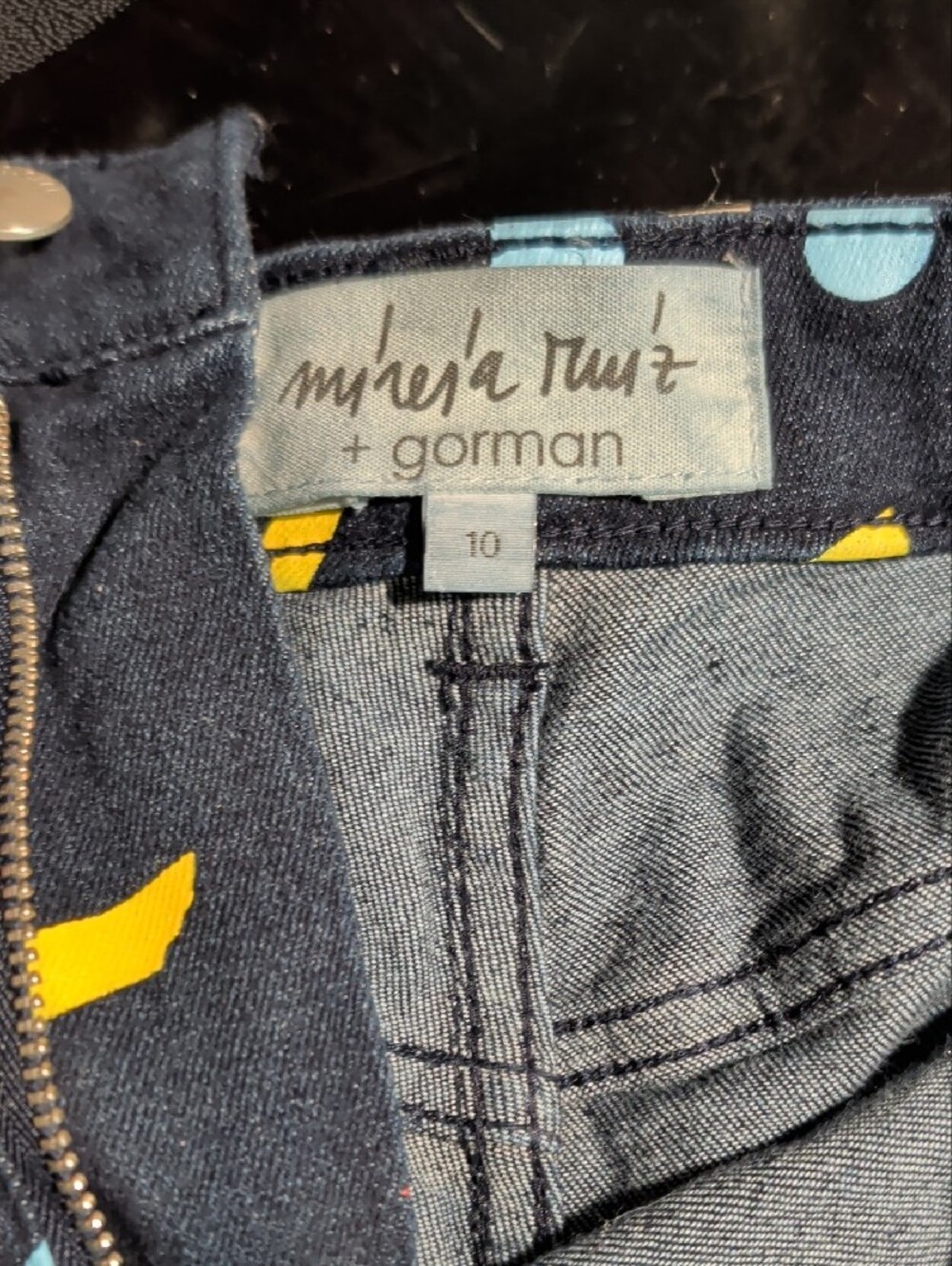 gorman Navy High-Waist Shorts with Red, Yellow & Light Blue Geometric Print - Picture 2 of 3